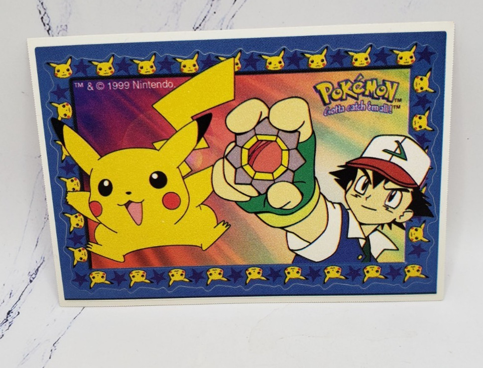 1999 Pokemon Sticker Pikachu and Ash A&A Global Vending Machine Pocket Monsters
