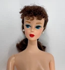 BARBIE DOLL BRUNETTE CURLY BANGS PONYTAIL Vintage Reproduction 1993 WITH BOX