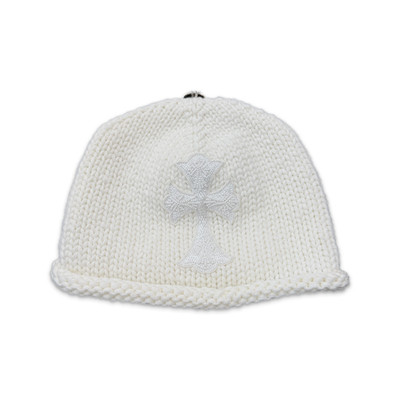Cashmere Beaded Cross Beanie ''White''