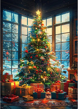 Christmas Tree Diamond Painting Kits for Adults, 5D Window Tree Diamond Art K...