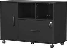 Wood File Cabinet W/ Lock 1-Drawer Wooden Office Lateral Filing Cabinet on