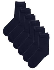 Unisex Little Kids Youth Boys Girls Soft Cotton Crew Large Plain Navy Blue