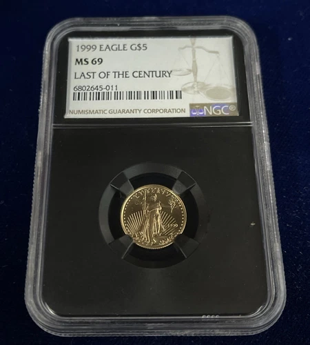 Last Of The Century 1999  Eagle $5 Tenth-Ounce MS 69 NGC 1/10 oz Fine Gold