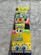 SpongeBob SquarePants Patrick Star Squidward Crew Socks 6 PK Size 8-12 NEW