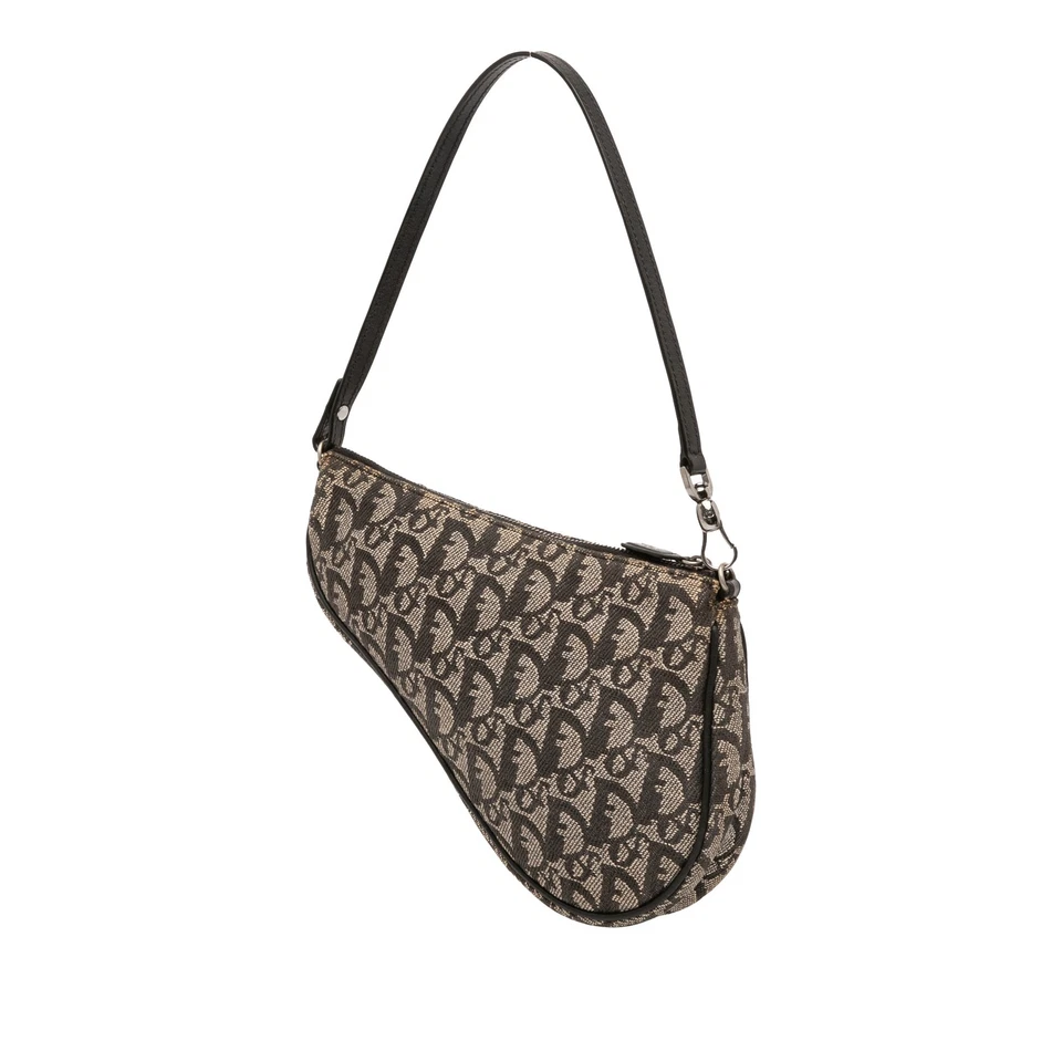 Authenticated Dior Mini Diorissimo Canvas Saddle Pochette Black - Image 2 of 4