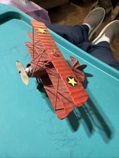 Metal Triplane The Red Baron WWI Fokker Tin Airplane 6" Wingspan