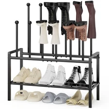 Tall Boot Shoe Rack,FreeStanding Metal Shoe Racks with 12 Long Posts Holds 6 ...
