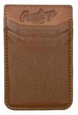 Rawlings Adhesive Credit Card Pocket Holder Baseball Genuine Leather 2 Slot Tan