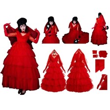 Beetlejuice Juice Lydia Disfraz Juegos con disfraces Rojo Vestido de Boda Halloween Fiesta Trajes