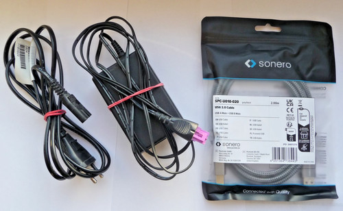 HP Drucker Netzteil und Stromkabel  + SONERO Druckerkabel  USB 2.0 A - B NEU-OVP