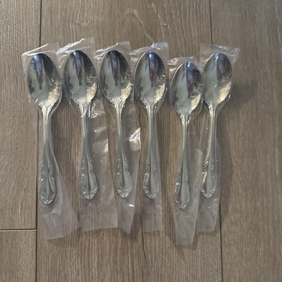 NEW 6 PCs RSVP Flatware WIMBERLY Stainless 18/10 Glossy TEASPOONS NICE!