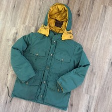 Vtg 70s Eddie Bauer Premium Goose Down Quilted Puffer Green Coat Jacket hood M