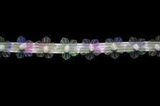 Lily 0.25" Iridescent Flower Sequins Faux Pearl Beading on Elastic Trim By Yard