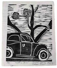 Andrew Brent Signed 1989 “Traffic Jam” 5/6 Wood Cut Print