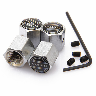 VOLVO Negro Antirrobo De Metal Cromado Neumático Válvula Polvo Tapa