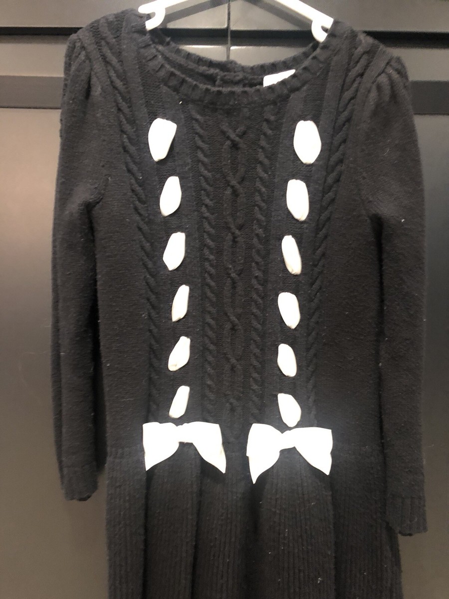 janie and jack black and white dress Girl Black Bow Ponte Dress by Janie and Jack