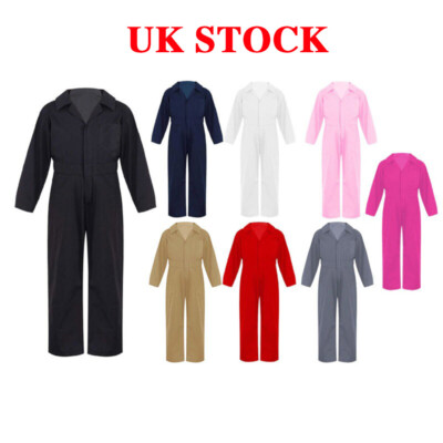 UK Kids Girls Jumpsuit Overall Mechanic Boiler Suit Coverall