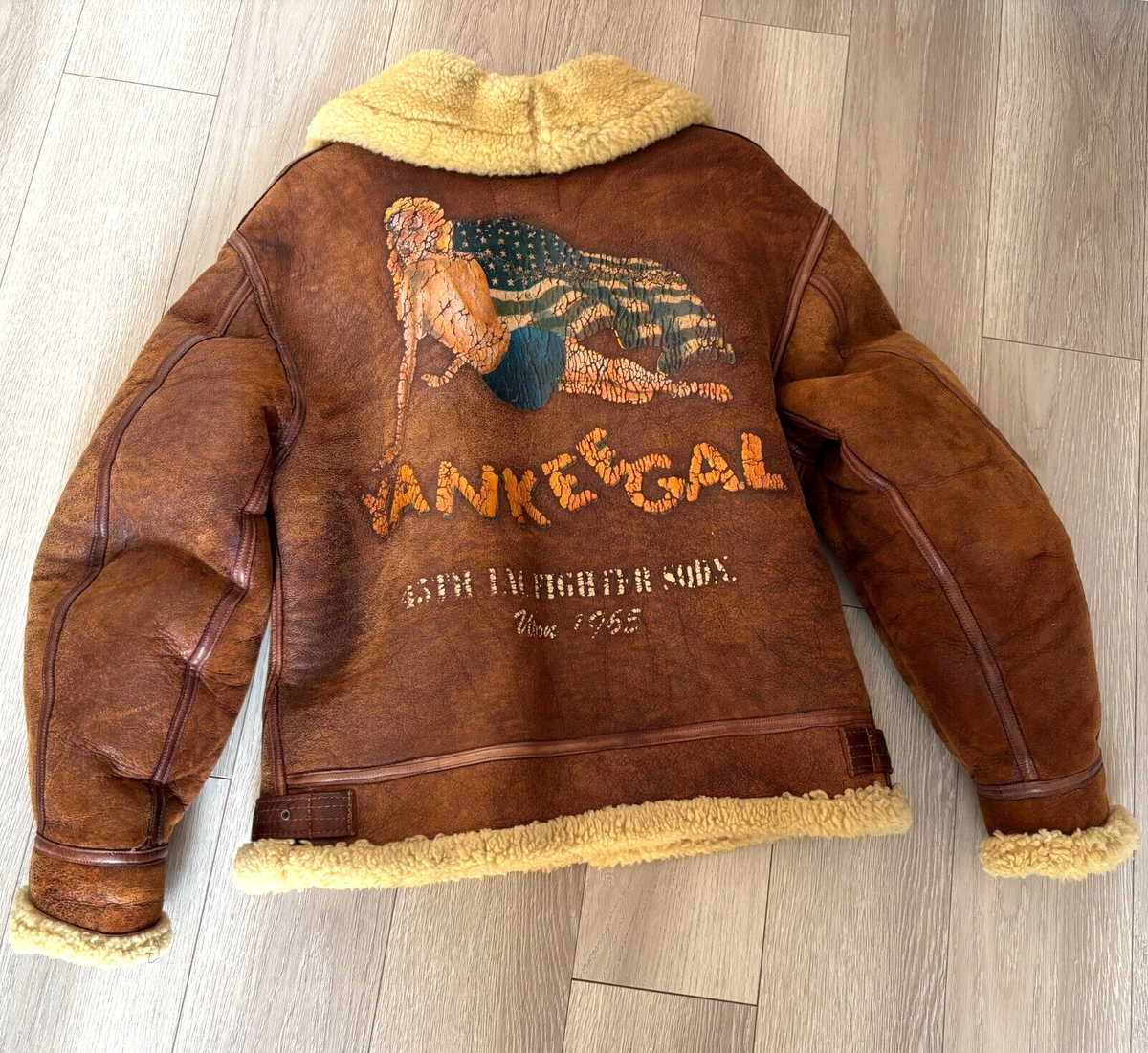 AVIREX B3 Real Mouton Bomber Leather Flight Jacket Yankee