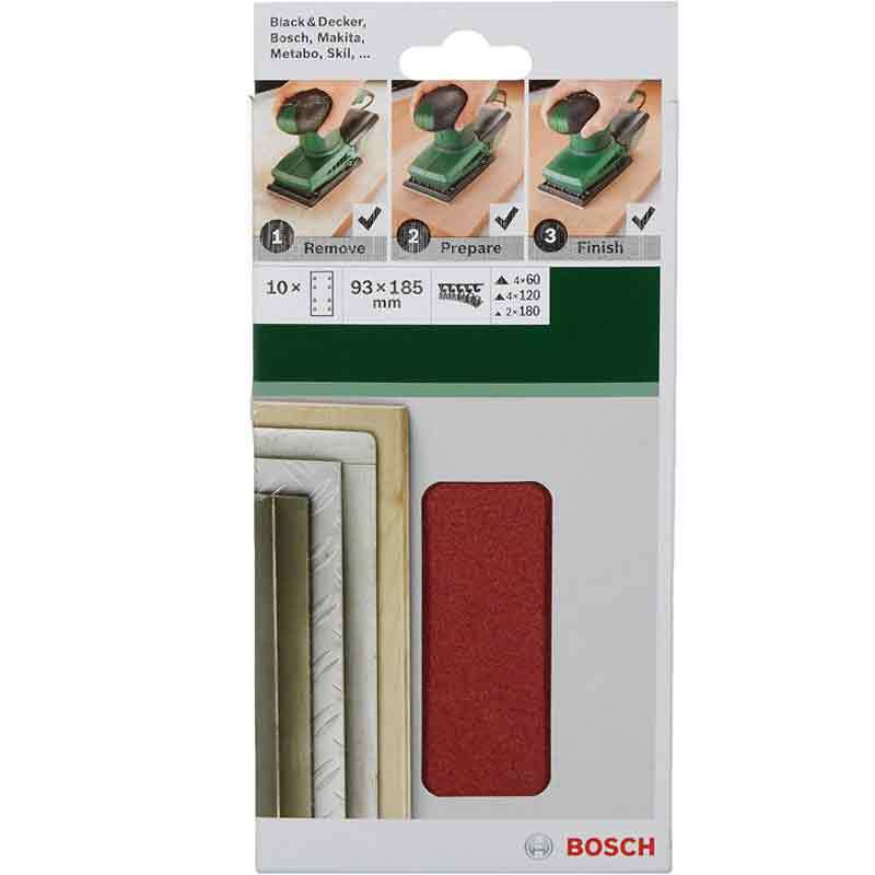 Fogli abrasivi per levigatrici orbitali 93x185 mm 10 pz Bosch