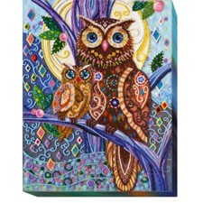 Bead Embroidery Kit Owl Beaded stitching Bead needlepoint DIY Abris Art