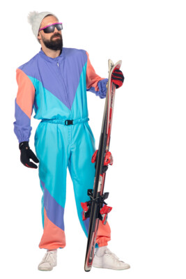 Retro Ski-Anzug in Gr.48-62   Snowboarder Kostüm für Herren