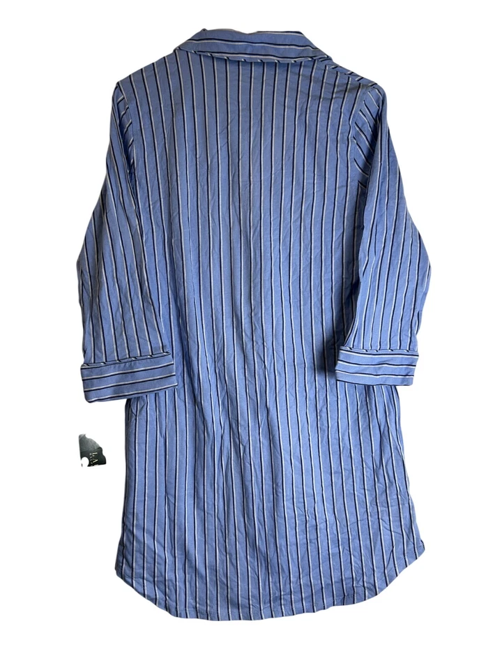 NWT Lauren Ralph Lauren S Blue White Stripe Cotton Pullover Night Gown Sleep Shi - Image 3 of 4