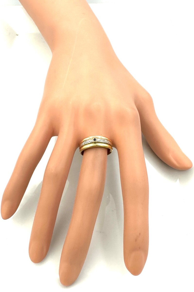 Bague En Or 18 Carats Avec Saphirs Et Diamants - Taille 53 - 2.68g - Occasion