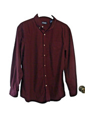 CHAPS MEN'S SIZE L WINE LONG SLEEVED BUTTON FRONT CASUAL DRESS SHIRT*