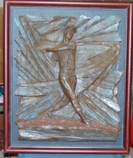 TED WILLIAMS PAUL HAMISH RED SOX INFIELD DIRT BRONZE SCULPTURED WALL ART 1/406