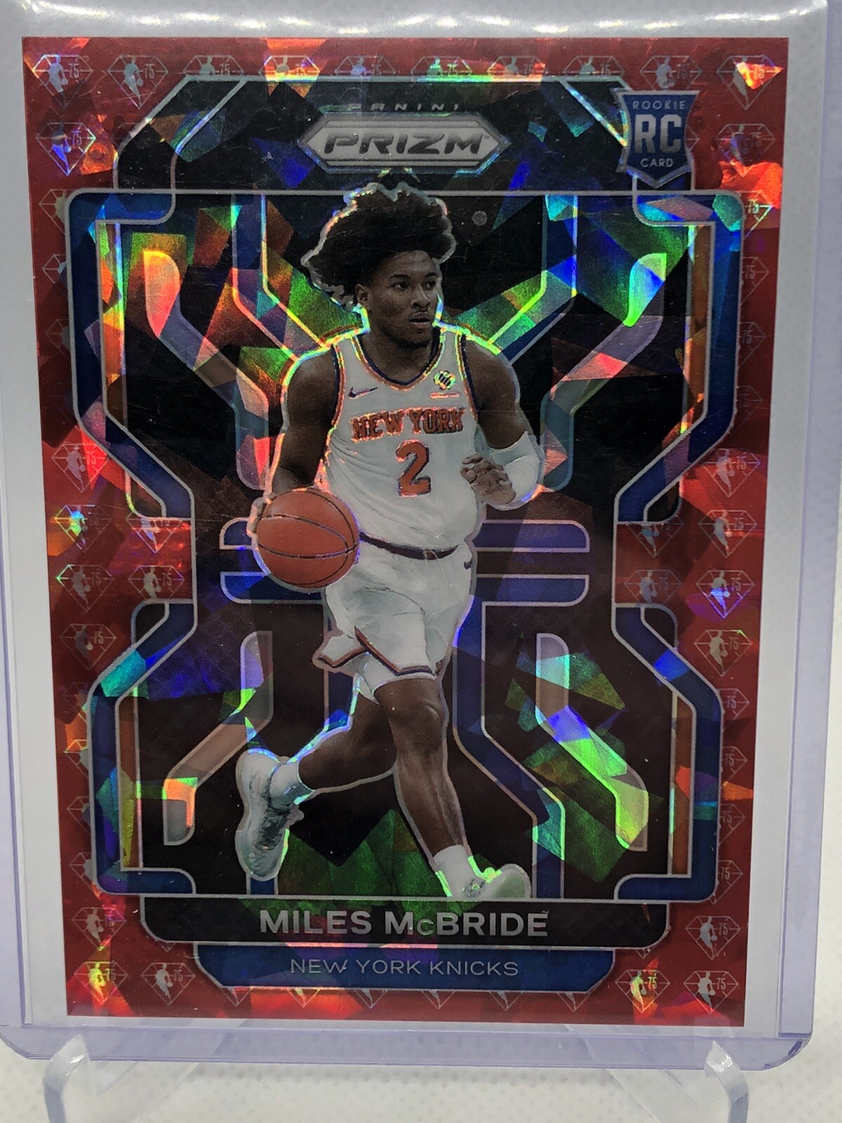 2021-22 Prizm Basketball Miles McBride RC #283 Red NBA 75th Diamond /75