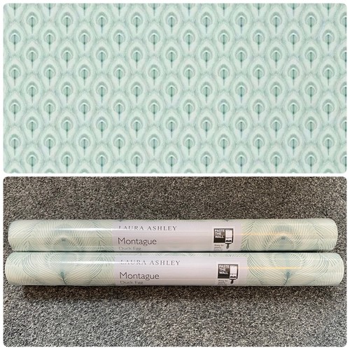 2 x Rolls of Laura Ashley Montague Duck Egg Green Wallpaper Same Batch