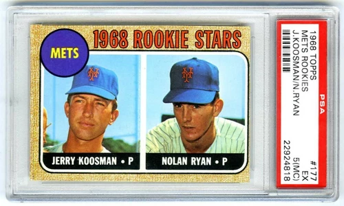 NOLAN RYAN & J. KOOSMAN~NEW YORK METS~1968 TOPPS PSA-5 EX MC ROOKIE RC CARD #177