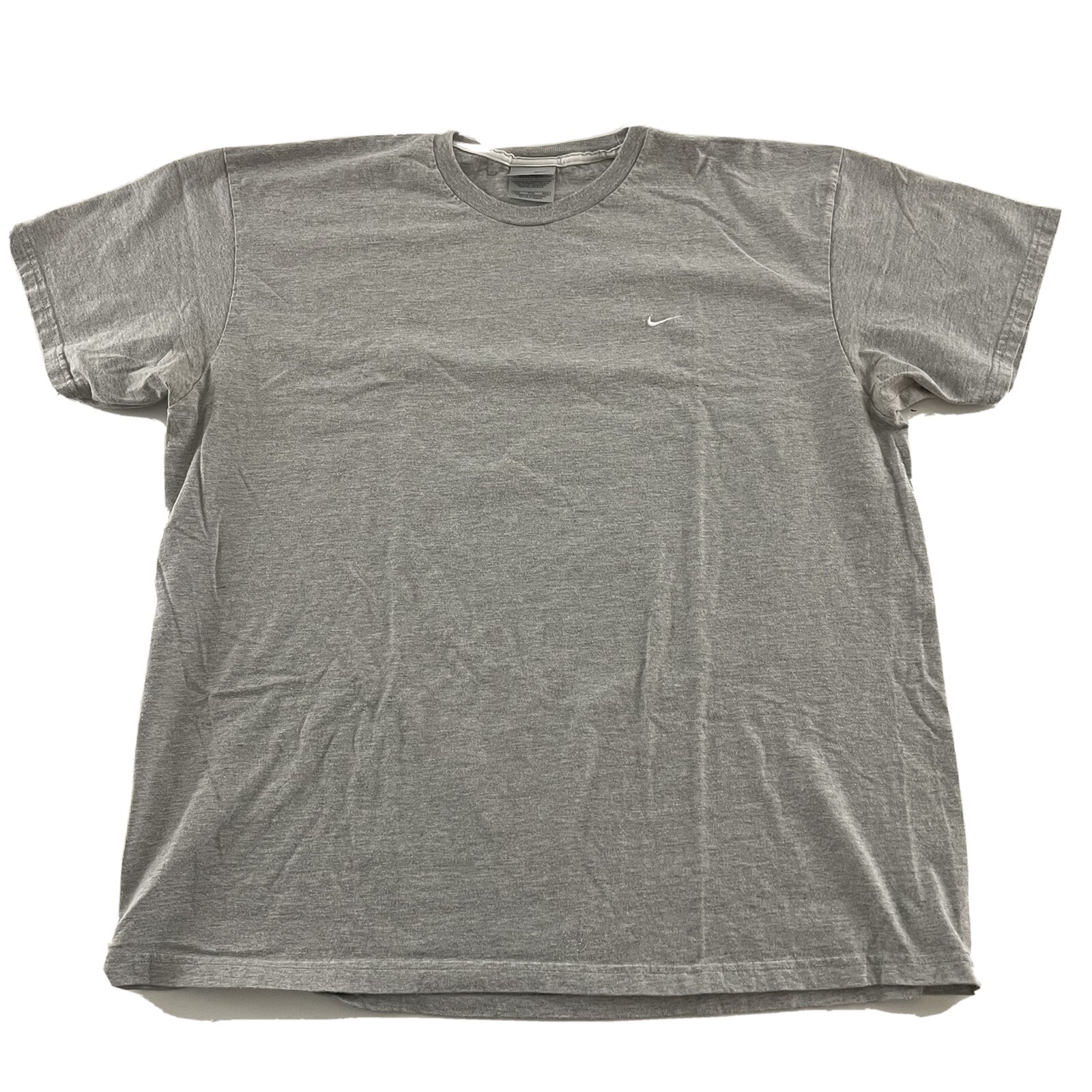 VTG Nike Essential Check Short Sleeve T Shirt Men's XXL Solid Gray Cotton Poly