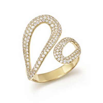 IPPOLITA 18K Yellow Gold Cherish Bypass Ring with Diamonds Size 7  -  $5,200