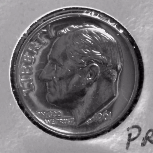 1961 PROOF ROOSEVELT DIME 10 Cent 10C MID TO HIGH PR GRADE KM# 195 EB#3059