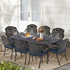 9 PCS Patio Dining Set Outdoor Furniture Set w/ 8 Chairs & Large Oval Table