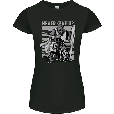 Teutonic Knight Never Give Up Crusader Gym Womens Petite Cut T-Shirt