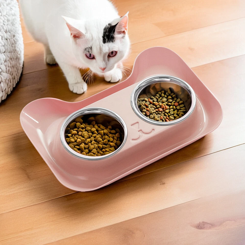 Futterstation Futternapf Hundenapf Doppelnapf Fressnapf Edelstahl 2 x Katzennapf