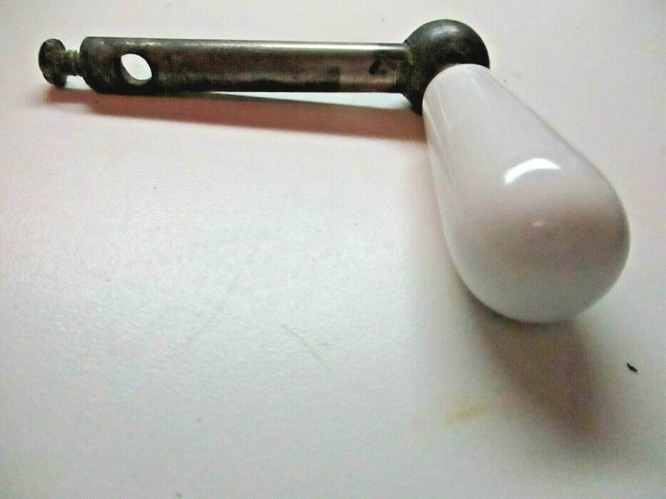 White Porcelain Lever L Shape For 1/4" Inch Rod Toilet Flapper Lift Arm Antique - Image 2 of 4