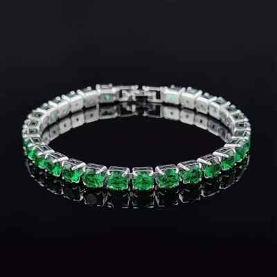 #ad #ad Tennis bracelet silver 4mm round simulated green emeralds 7.5#x27;#x27; long $9.14