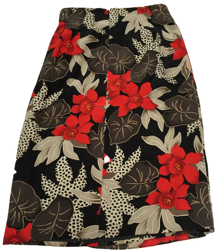 Falda lápiz vintage Dana Buchman para mujer talla 10 estampado floral envoltura de seda multicolor Foto 2 de 4