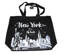 Brand New  Big Apple New York City NYC Women's Printed Black Canvas Tote Bag