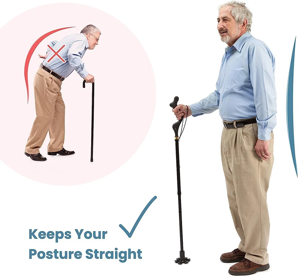 Baston bastones de madera para caminar hombre mujer de 49 pulgadas ergonómico US Foto 2 de 4