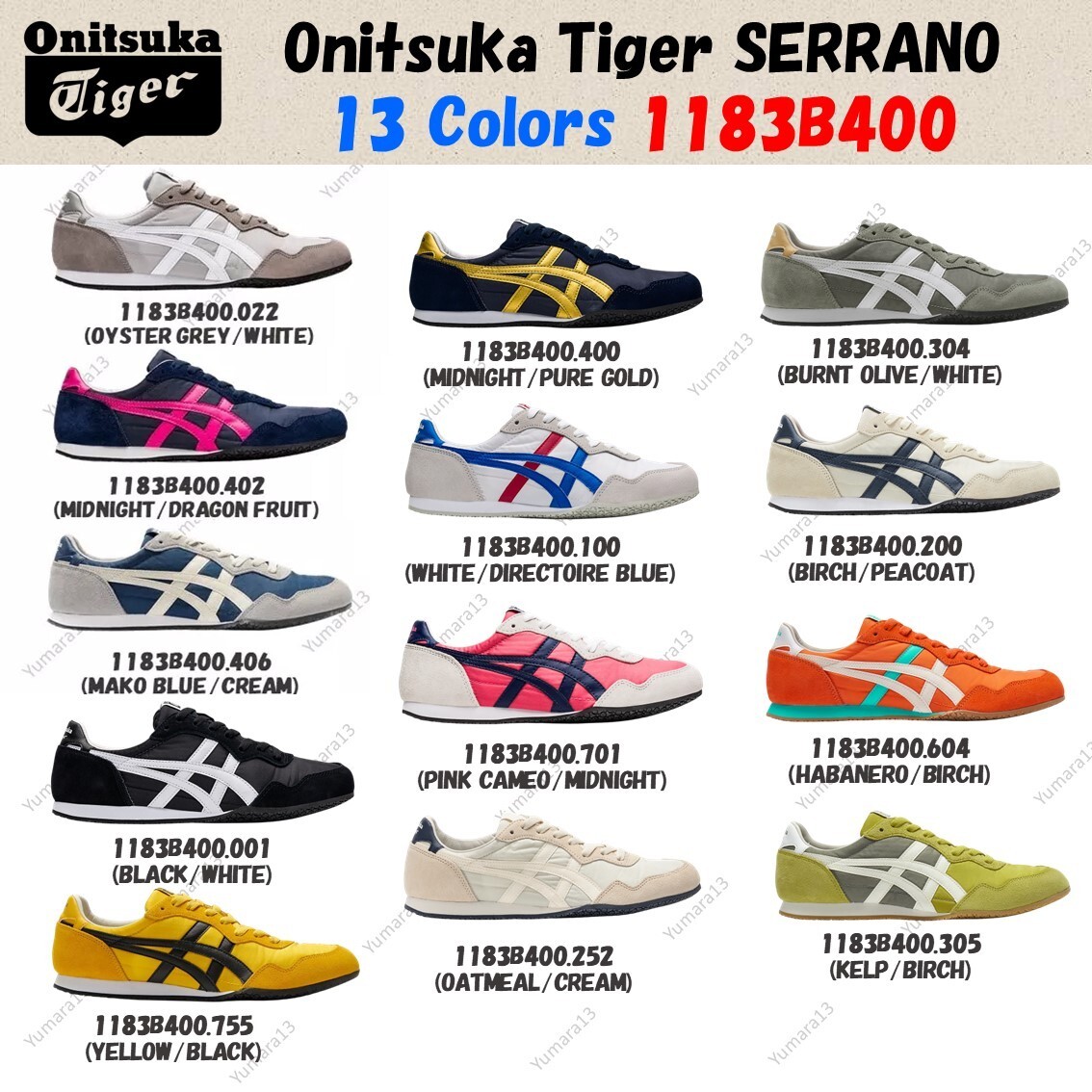 ユニセックス使用可能＜Onitsuka Tiger＞SERRANO ASICS Global Brand Onitsuka Tiger Sneakers SERRANO Current