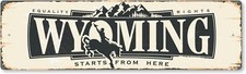 SmartSign 4 x 14 inch Wyoming State Vintage Metal Sign 4x14 inches,