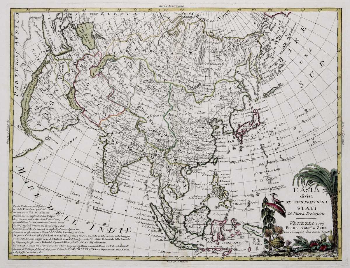 Asien Original Kupferstich Landkarte Zatta 1777 | eBay