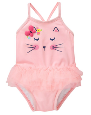 NWT Gymboree Baby Girls Kitty tutu Swimsuit 0 3 6 12 18months