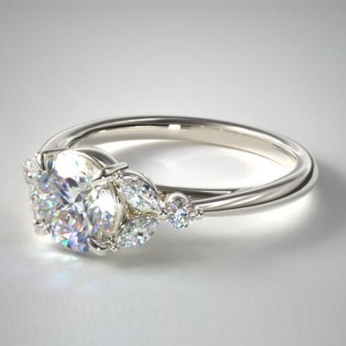 Anello con diamanti veri oro bianco 18k certificato GIA IGI rotondo 0,70 carati fascia taglia 6 7 8 - Foto 1 di 10