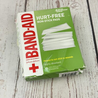 Band-Aid Bandages 10 Large Non-Stick Pads 3 Inch x 4 Inch Pads