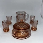 DEFECTIVE VTG Mosser Pink Depression Glass Cameo Miniature Pitcher Glass G3D